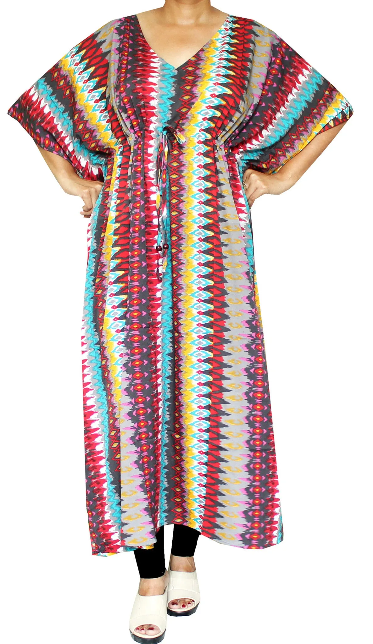 Womens Maxi Loungewear Caftan Tunic Printed Beach Dress